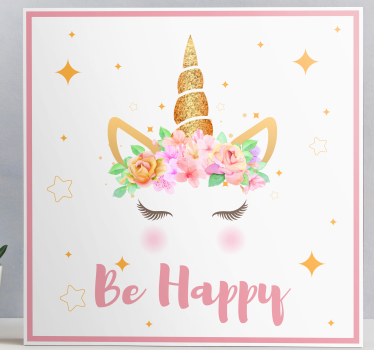 Quadro de unicórnios Frase unicórnios seja feliz - TenStickers