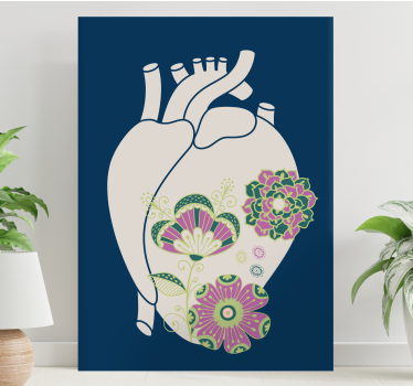 Quadro decorativo abstrato design floral coração - TenStickers