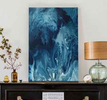 Quadro Decorativo abstrato Ondas de aquarela em tons de azul - TenStickers
