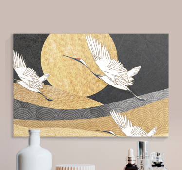 Quadro Decorativo abstrato Pássaros orientais voando - TenStickers
