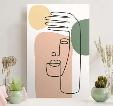 Quadro decorativo abstrato rosto em linha abstrata - TenStickers