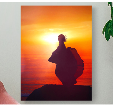 Quadro decorativo abstrato silhueta ao pôr do sol - TenStickers