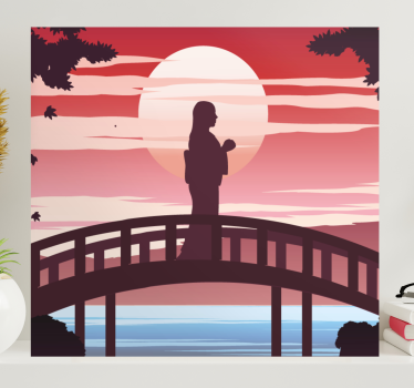 Quadro decorativo abstrato silhueta na ponte - TenStickers
