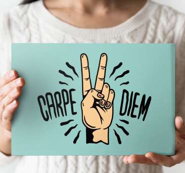 Quadro com letras gesto de carpe diem com a mão - TenStickers