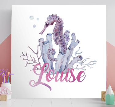 Quadro Decorativo com nome Cavalo marinho aquarela - TenStickers
