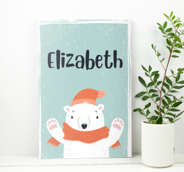 Quadro Decorativo com nome Nome fofo com urso polar - TenStickers