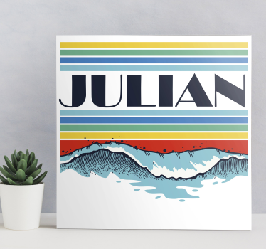 Quadro Decorativo com nome Ondas retro - TenStickers