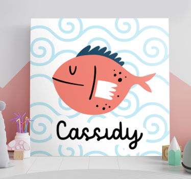 Quadro Decorativo com nome Peixe sorridente com nome - TenStickers