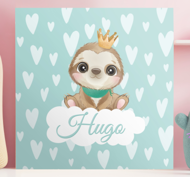 Quadro Decorativo com nome Preguiça fofa para menino com nome - TenStickers