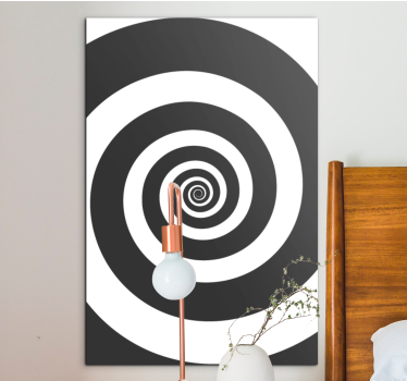 Quadro Decorativo de arte Espiral retro hipnótica preto e branco - TenStickers