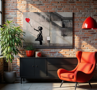 Quadro de arte menina com balão desgovernado - TenStickers