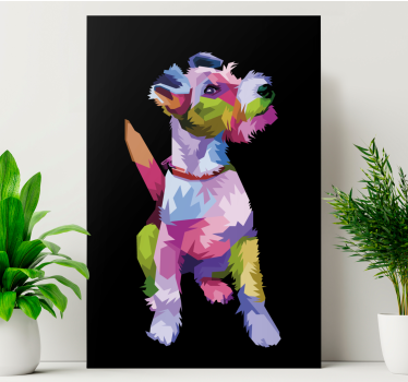 Quadro Decorativo de cães Animais geométricos fox terrier - TenStickers