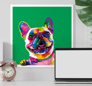 Quadro Decorativo de cães Arco-íris de buldogue francês - TenStickers