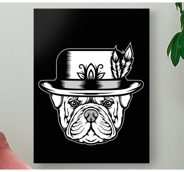 Quadro Decorativo de cães Bulldog em fundo preto - TenStickers