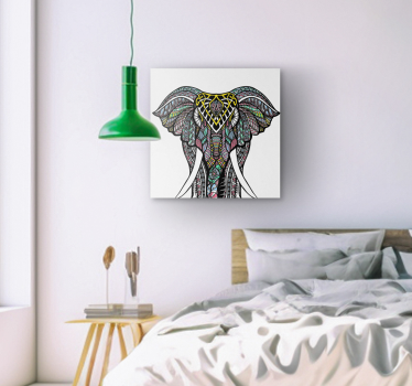 Quadro Decorativo de elefantes Elefante étnico multicolorido - TenStickers