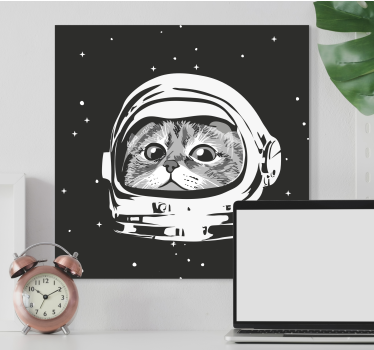 Quadro com gatos astronauta preto e branco - TenStickers