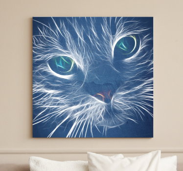 Quadro Decorativo de gatos Gato abstrato azul - TenStickers