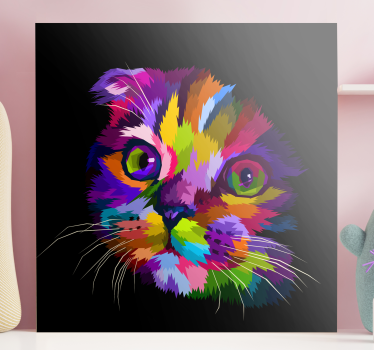 Quadro Decorativo de gatos Gato arco-íris pintado - TenStickers