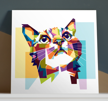 Quadro Decorativo de gatos Gato geométrico - TenStickers