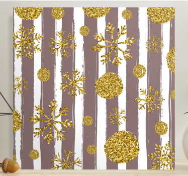 Quadro Decorativo de natal Padrão listrado com círculos dourados - TenStickers