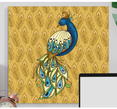 Quadro Decorativo de pássaros Flores douradas de peru floral - TenStickers