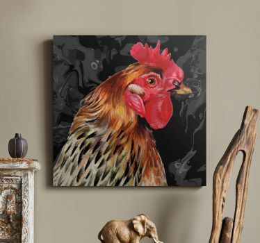 Quadro Decorativo de pássaros Galo multicolor em fundo preto - TenStickers