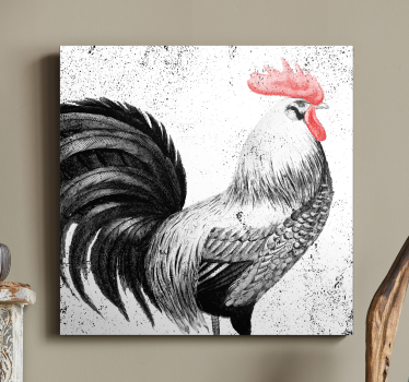 Quadro Decorativo de pássaros Galo preto e vermelho - TenStickers