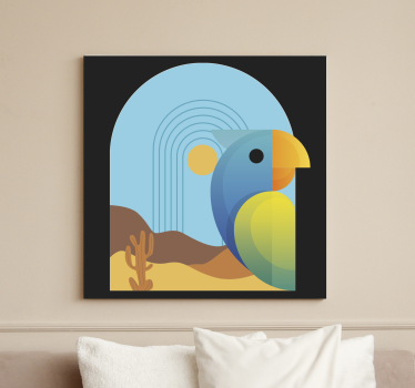 Quadro Decorativo de pássaros Papagaio abstrato ao pôr do sol - TenStickers