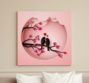 Quadro Decorativo de pássaros Pássaros modernos se beijando - TenStickers