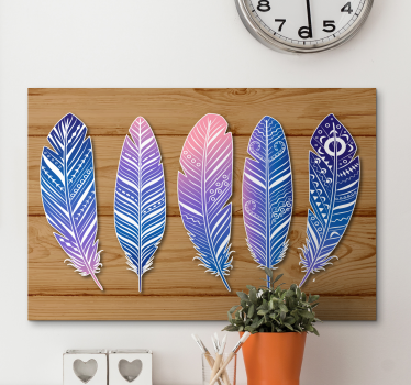 Quadro de penas coleção azul estilizada - TenStickers
