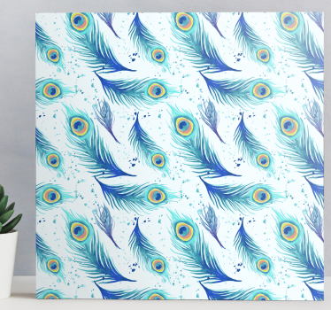 Quadro Decorativo de penas Plumas azules estilo acuarela - TenStickers