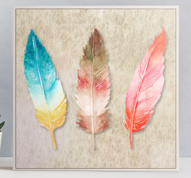 Quadro Decorativo de penas Plumas coloridas pintadas de acuarela - TenStickers