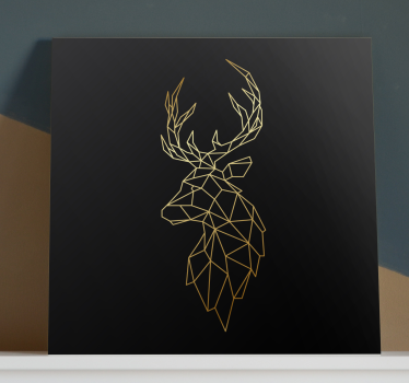 Quadro Decorativo de veados Cervo de origami dourado - TenStickers