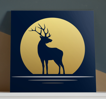 Quadro Decorativo de veados Veado ao luar - TenStickers