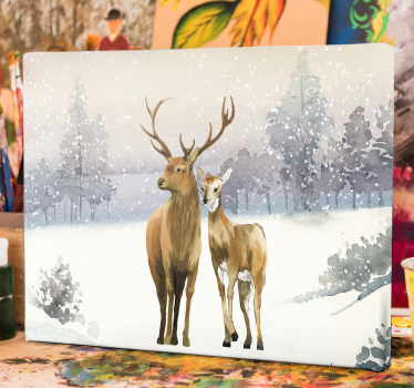 Quadro Decorativo de veados Veado da família - TenStickers