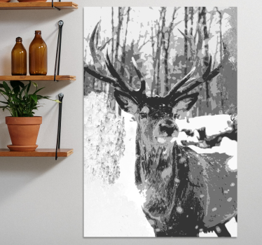 Quadro Decorativo de veados Vestígios de tinta de cervo cinza - TenStickers