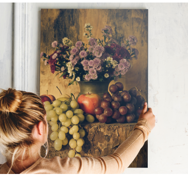 Quadro Decorativo de vinícola Escova pintando uvas e vaso - TenStickers