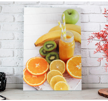 Quadro Decorativo de vinícola Laranjas e maçãs descascadas - TenStickers