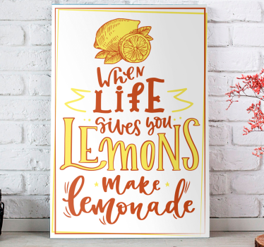 Quadro Decorativo de vinícola Limão esboço citação - TenStickers
