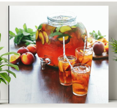 Quadro Decorativo de vinícola Pêssegos e copos de vidro - TenStickers