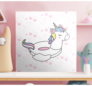 Quadro unicórnio com óculos de sol rosa - TenStickers