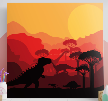 Quadro Decorativo dinossauro Paisagem jurássica de dinossauros - TenStickers