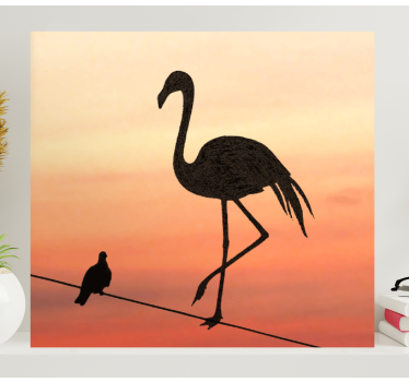 Quadro Decorativo hall de entrada Flamingo e produtode pássaros - TenStickers