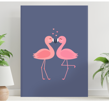 Quadro Decorativo hall de entrada Flamingos formando um coração - TenStickers