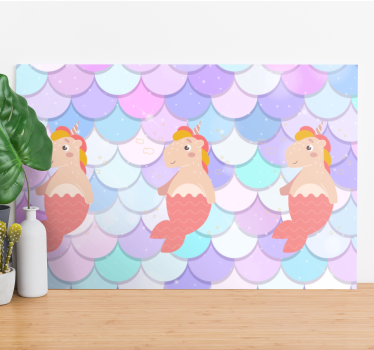 Quadro Decorativo infantil Sirenes de unicórnio com escamas de pe - TenStickers