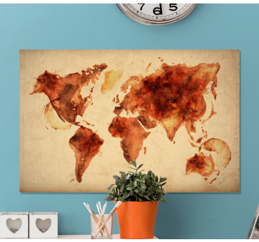 Quadro decorativo mapa mundi Aquarela - TenStickers