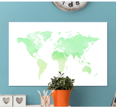 Quadro decorativo mapa mundi Pintado de verde - TenStickers