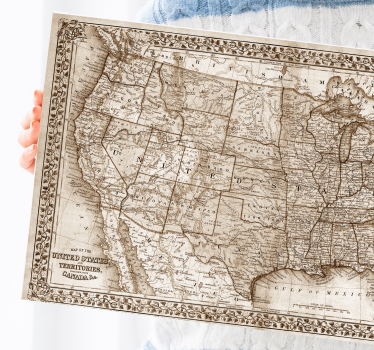 Quadro decorativo mapa mundi Vintage américa do norte - TenStickers