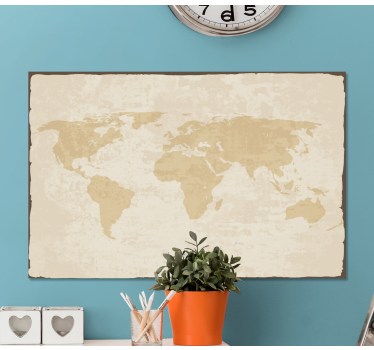 Quadro decorativo mapa mundi Vintage branco e bege - TenStickers