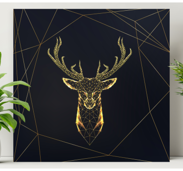 Quadro Decorativo nórdico Veado geométrico com ouro - TenStickers